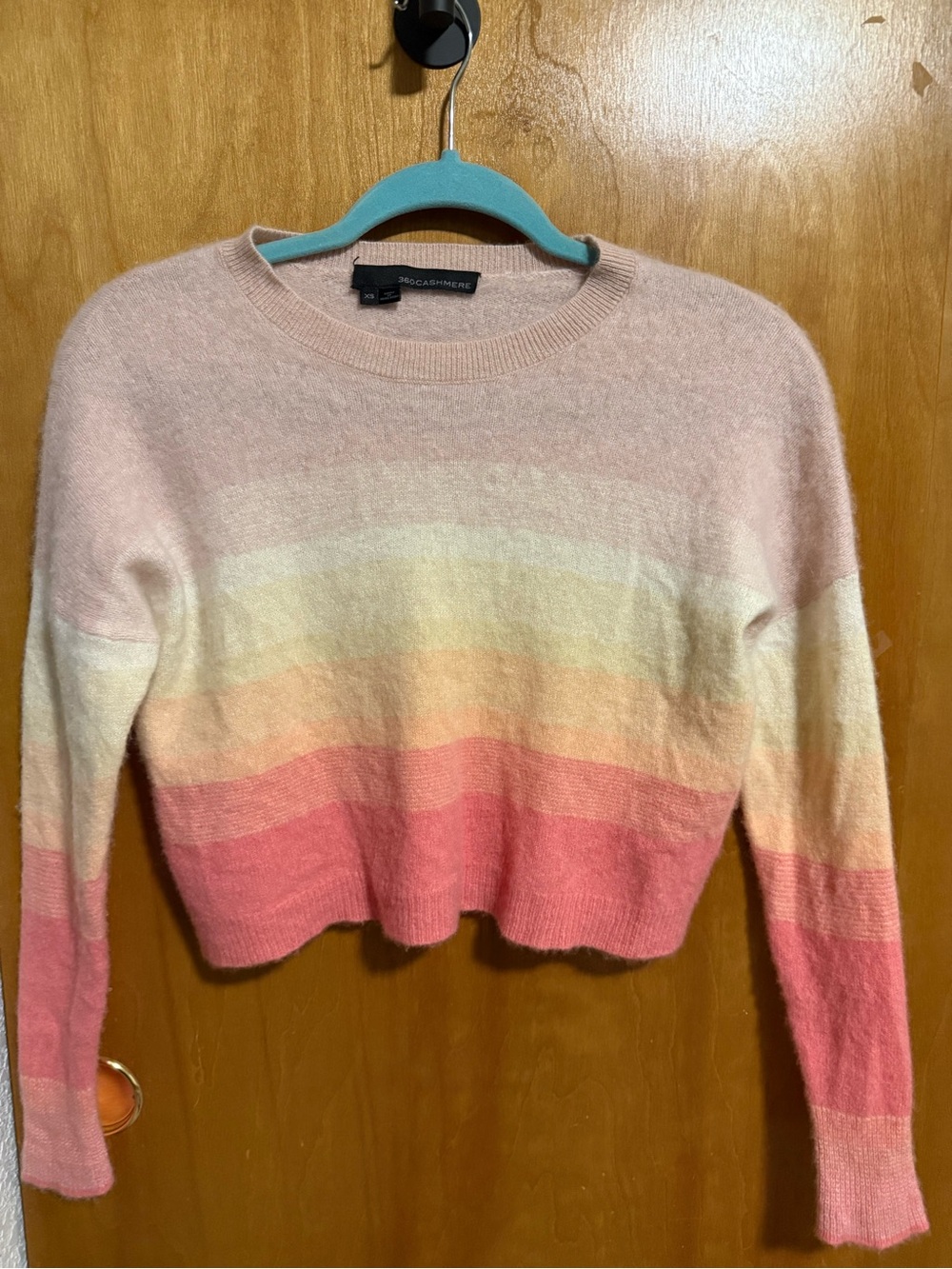 360Cashmere Women's Pink Ombre Stripe Crewneck Sweater